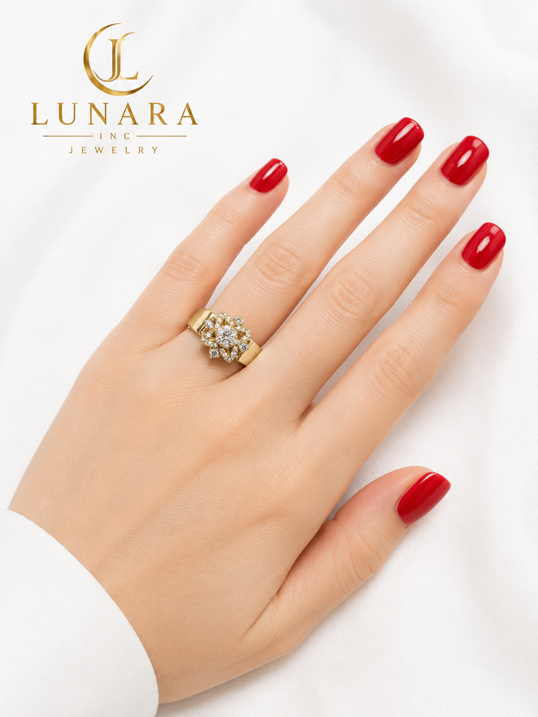 Lunara Radiant Floral Crystal Ring