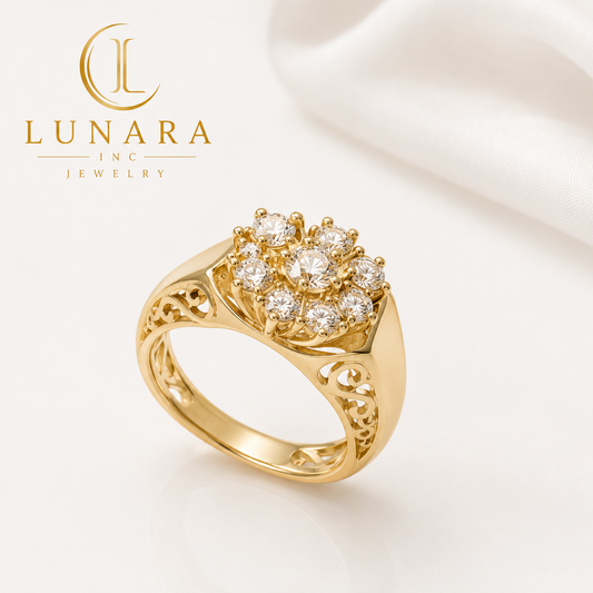 Lunara Radiant Floral Crystal Ring