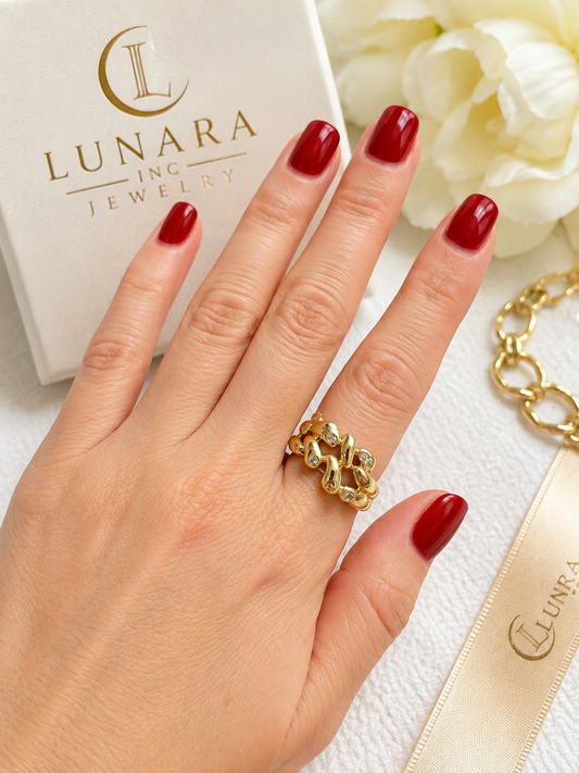 Lunara Sculpted Pebble Crystal Ring