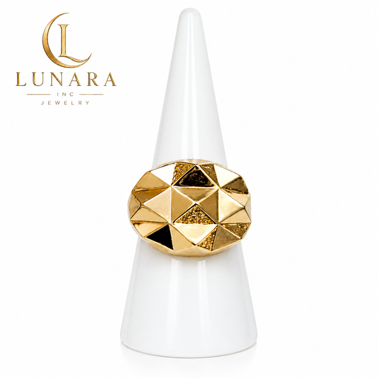 Golden Facet Statement Ring
