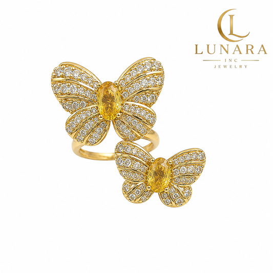 Golden Butterfly Duo Ring