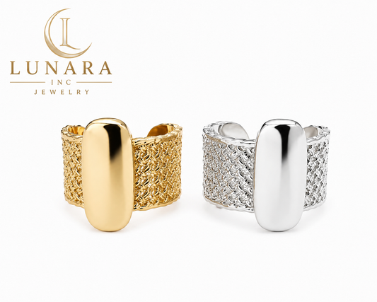 Textured Mesh Statement Open Ring