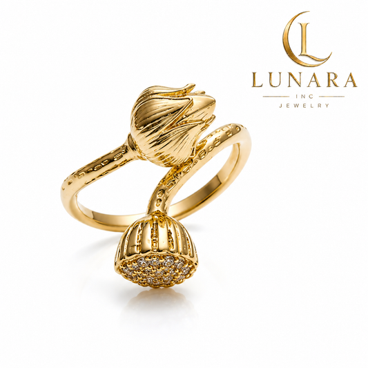 Golden Bloom Floral Ring