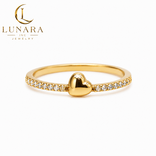 ✨ Golden Heart Zirconia Ring