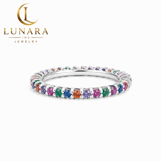 ✨ Rainbow Zirconia Eternity Ring