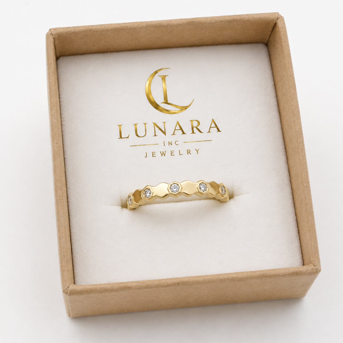 ✨ Golden Honeycomb Zirconia Ring