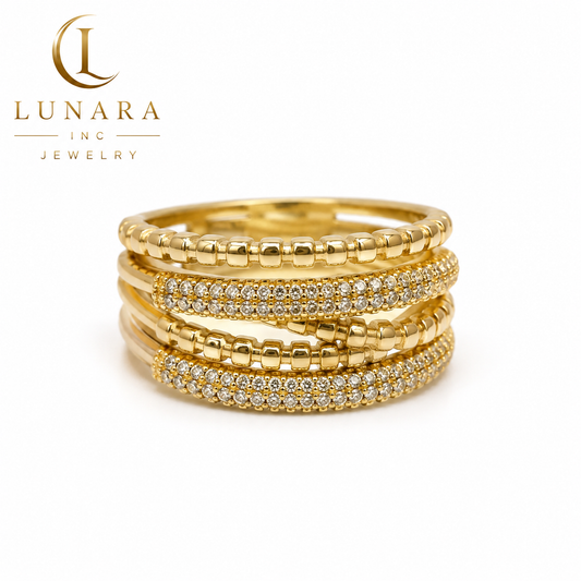 Lunara Multi-Row Sparkle Ring