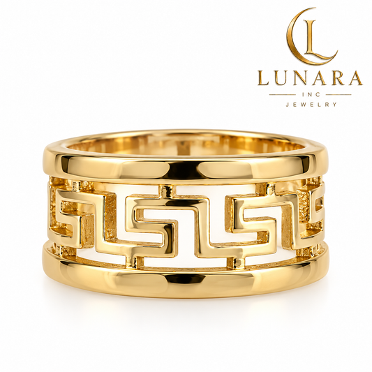 Greek Key Men’s Ring – Gold