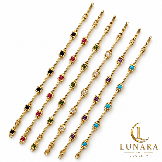 Lunara Square Crystal Link Bracelet
