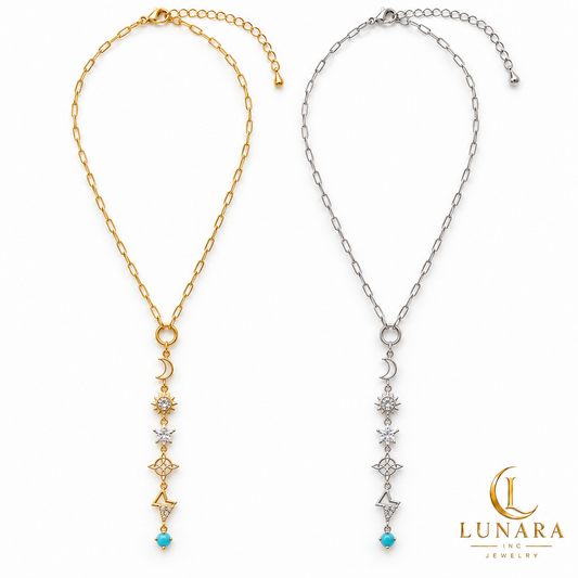 Celestial Turquoise Lariat Necklace