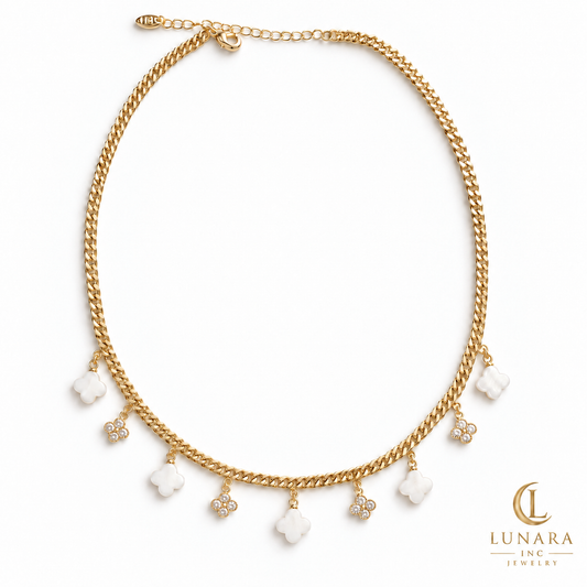 Collar Trébol Blanco Spark