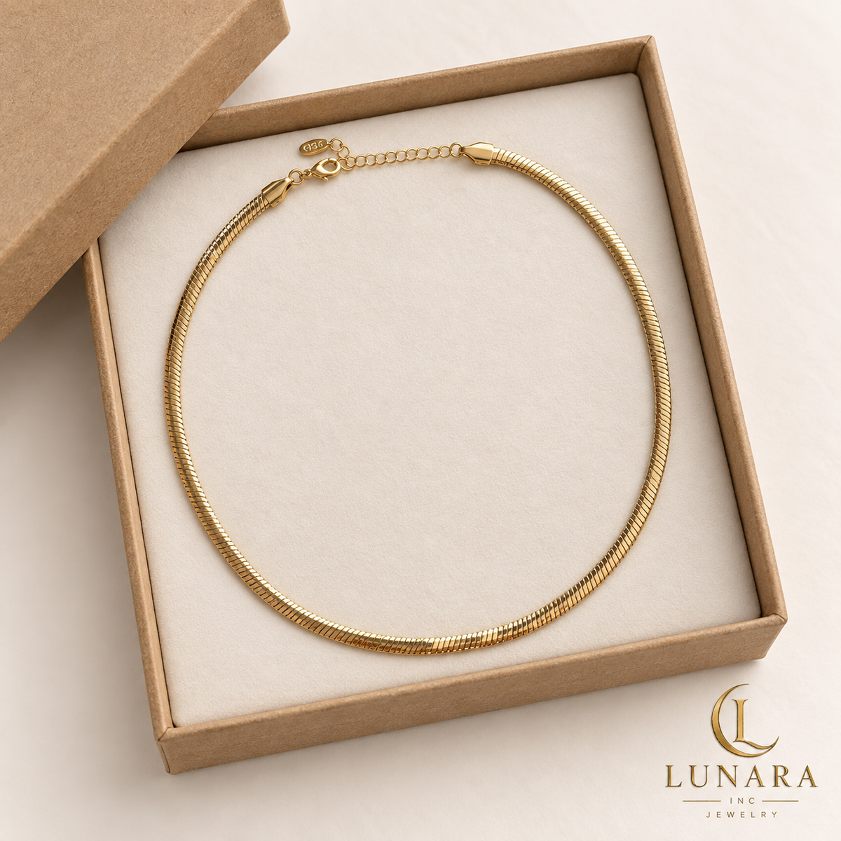 Gold Flat Snake Chain Necklace