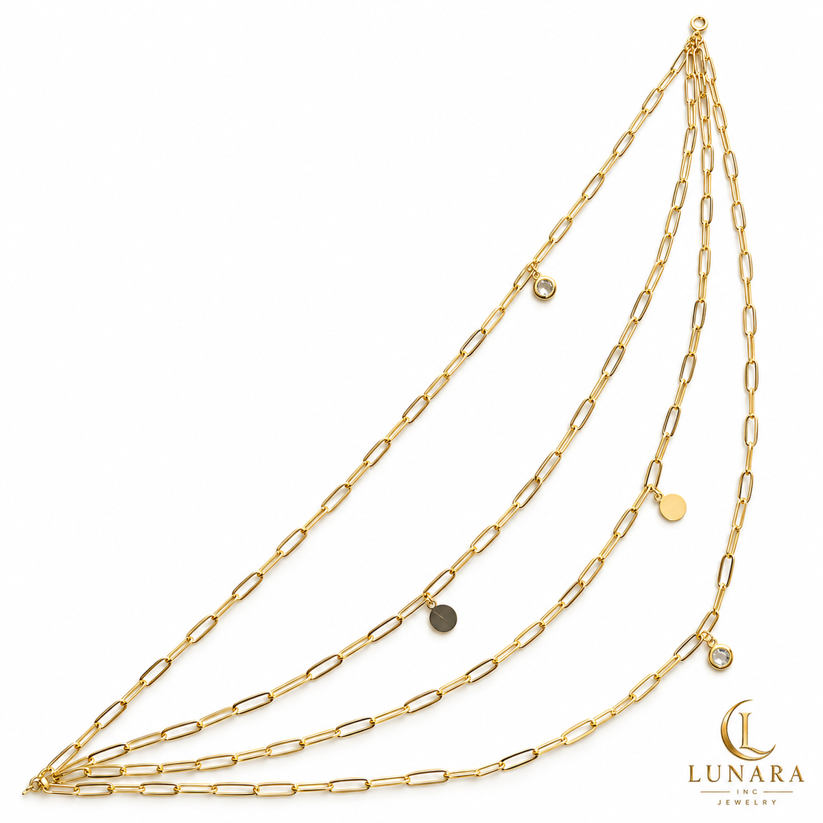 Four-Layer Paperclip Charm Necklace