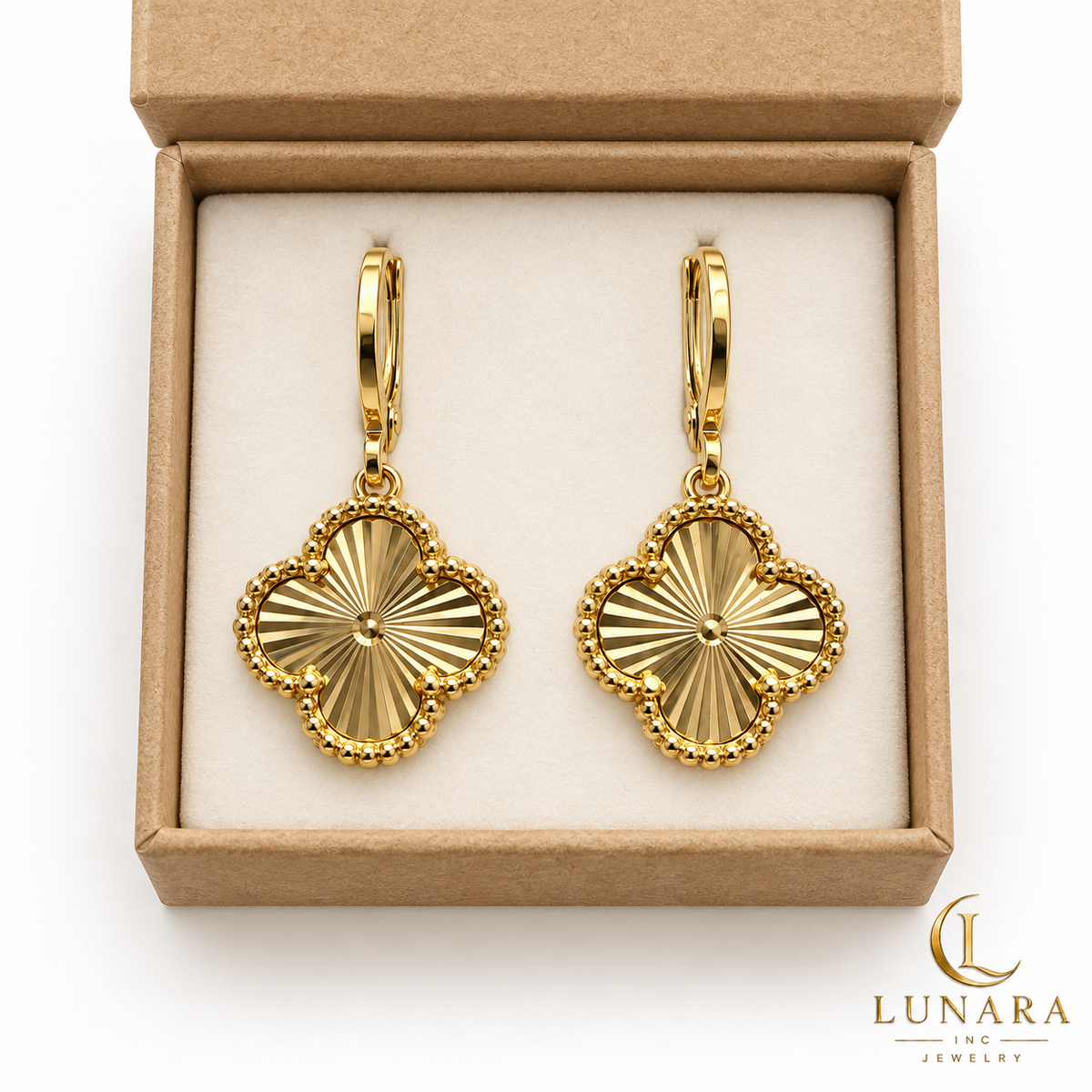 Radiant Four-Petal Flower Earrings