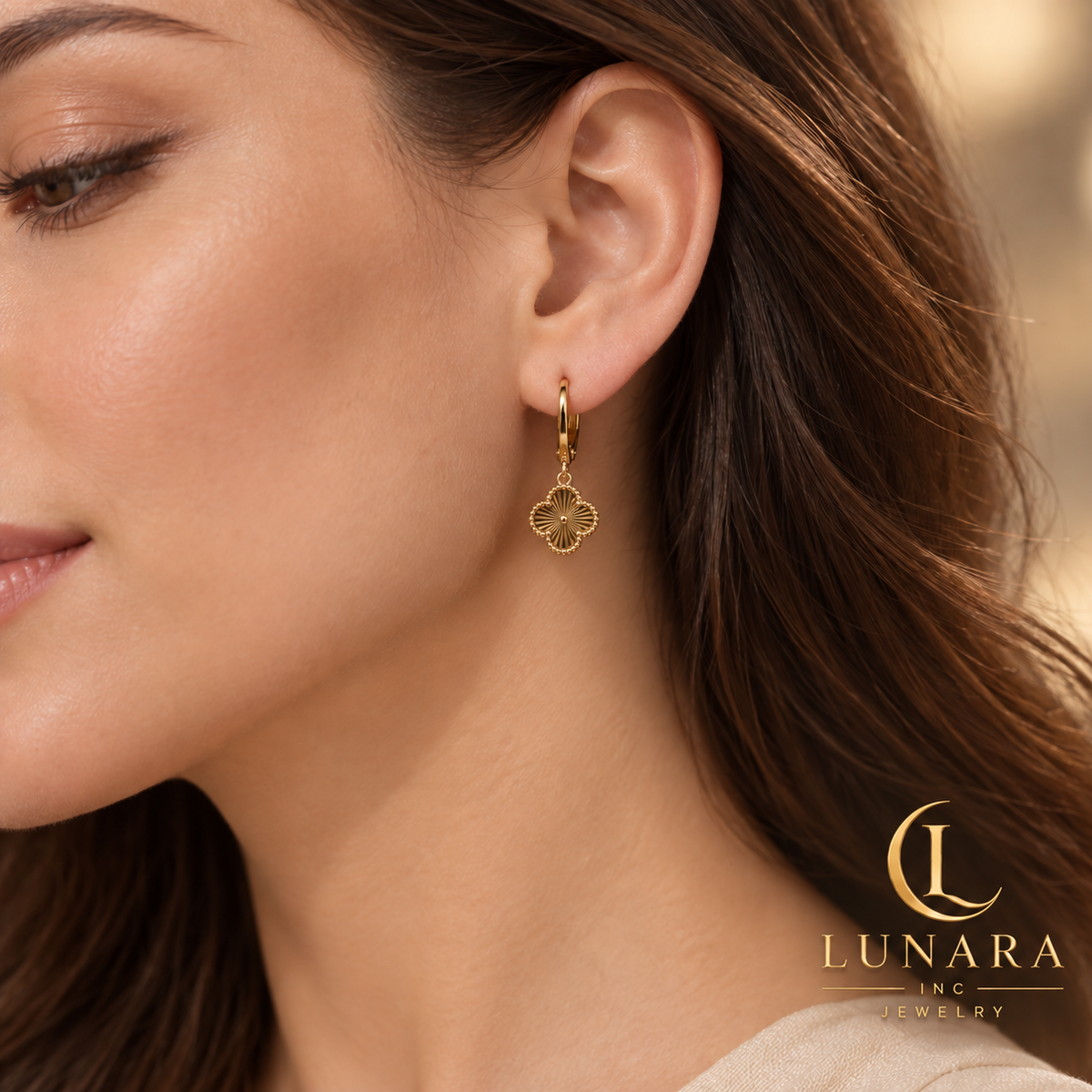 Radiant Four-Petal Flower Earrings