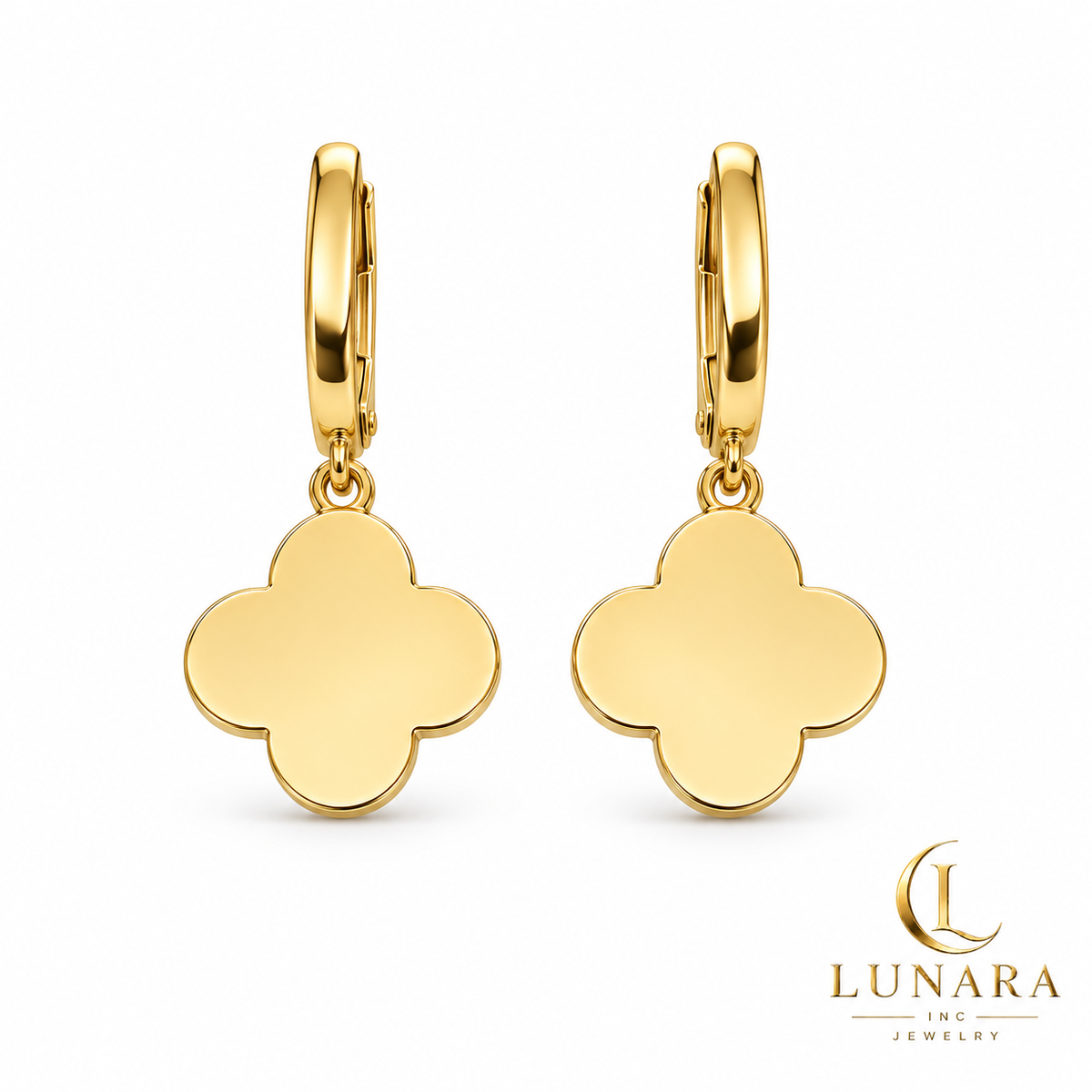 Polished Four-Petal Flower Drop Earrings