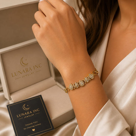 Lunara Crystal Drop Bracelet – Gold Edition