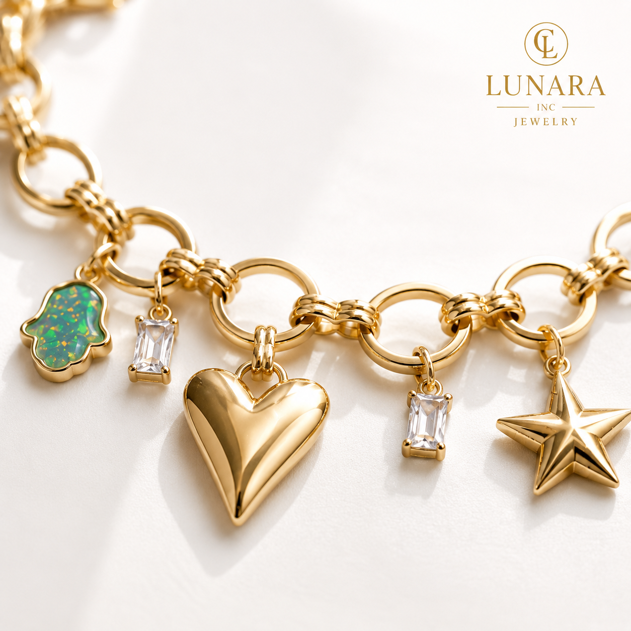 Golden Heart Charm Bracelet