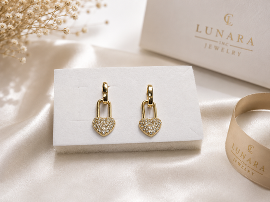 Lunara Heart Lock Earrings