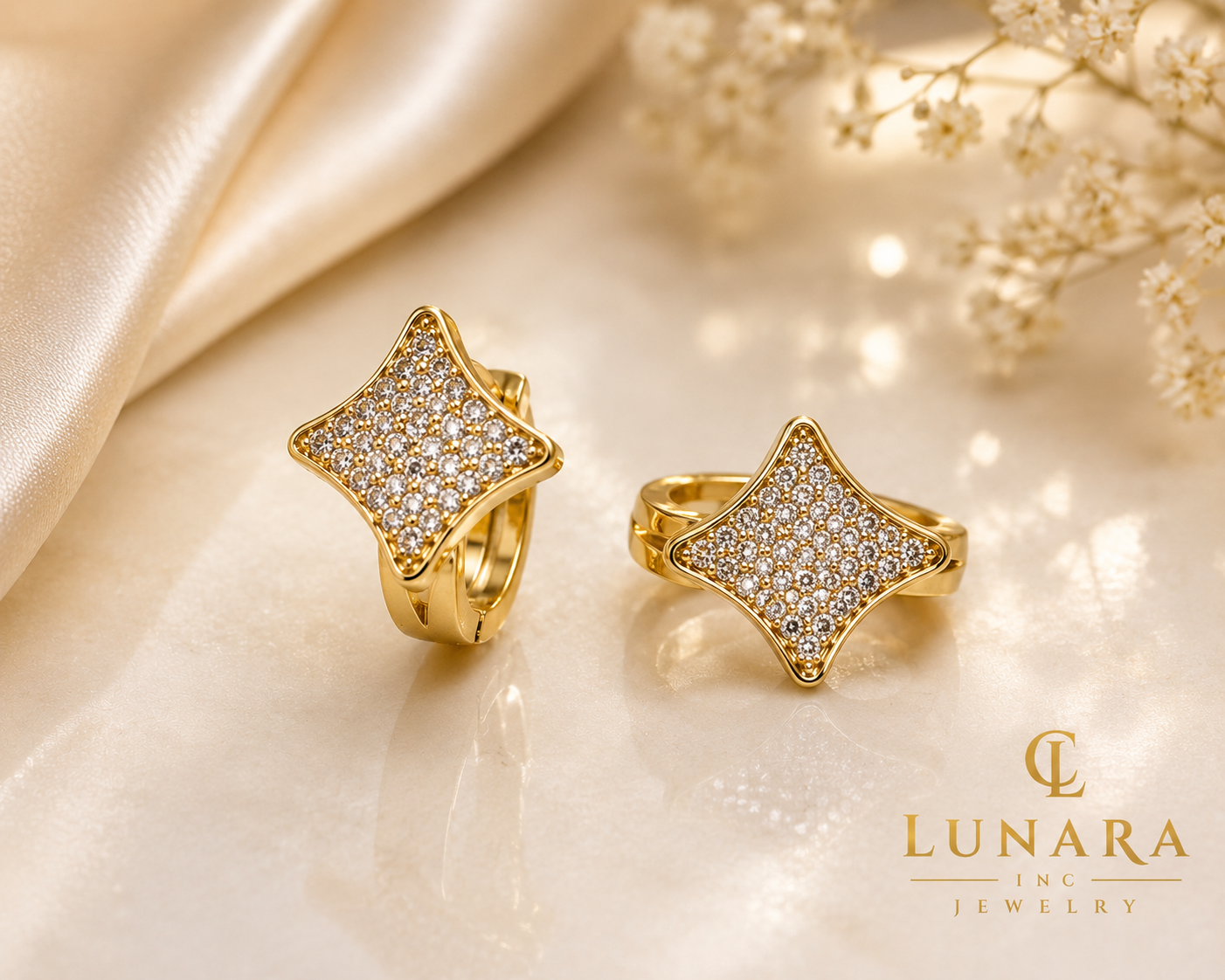 Lunara Diamond Mosaic Earrings