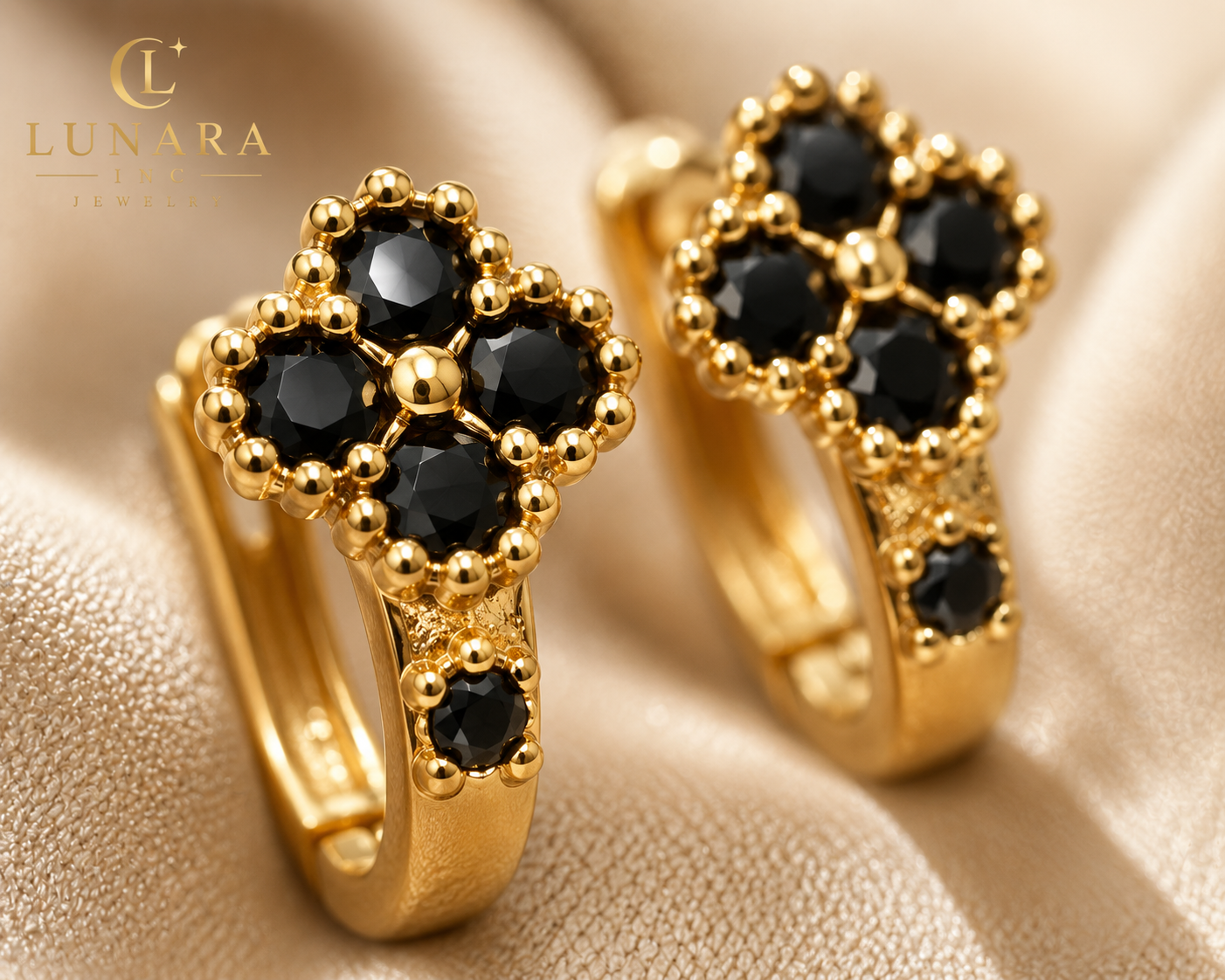 Lunara Midnight Clover Earrings