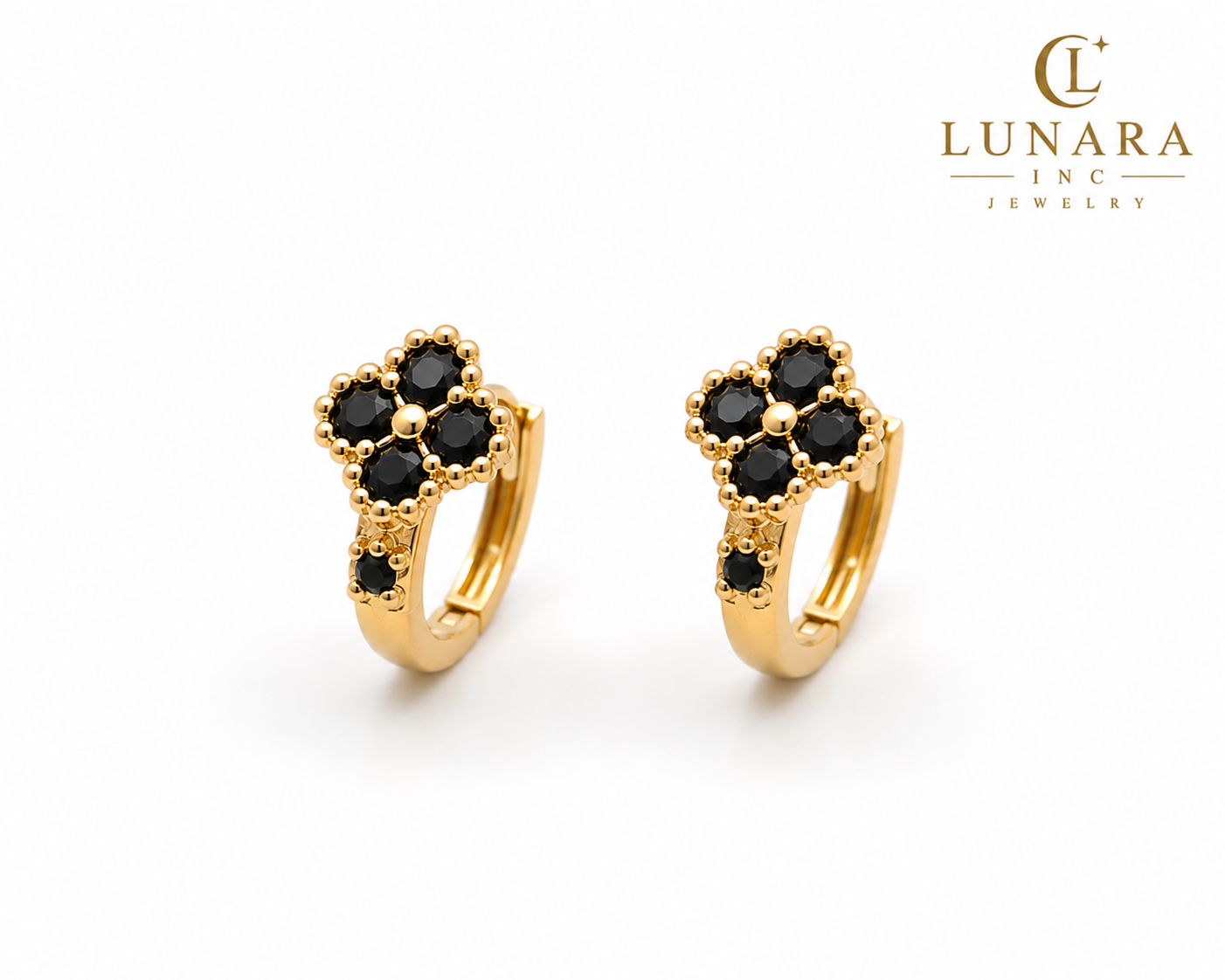 Lunara Midnight Clover Earrings