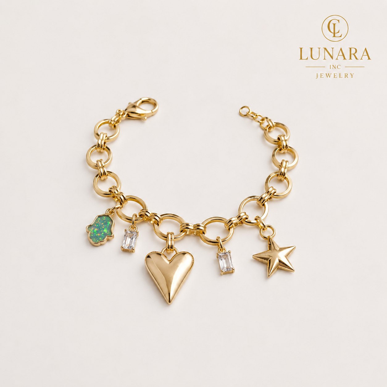 Golden Heart Charm Bracelet