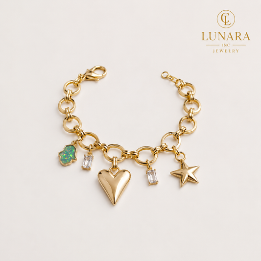 Golden Heart Charm Bracelet