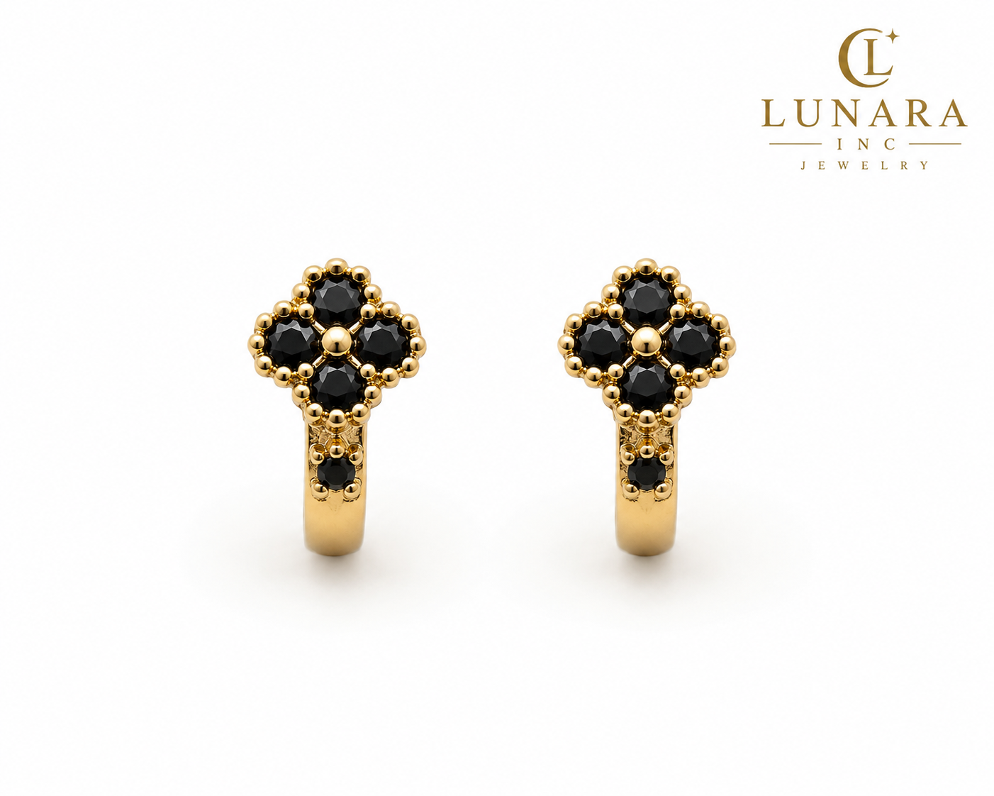 Lunara Midnight Clover Earrings
