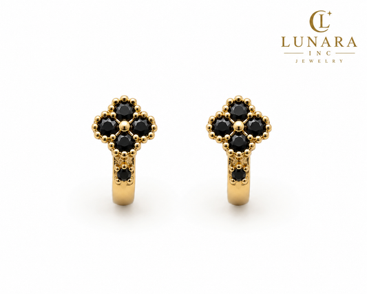 Lunara Midnight Clover Earrings