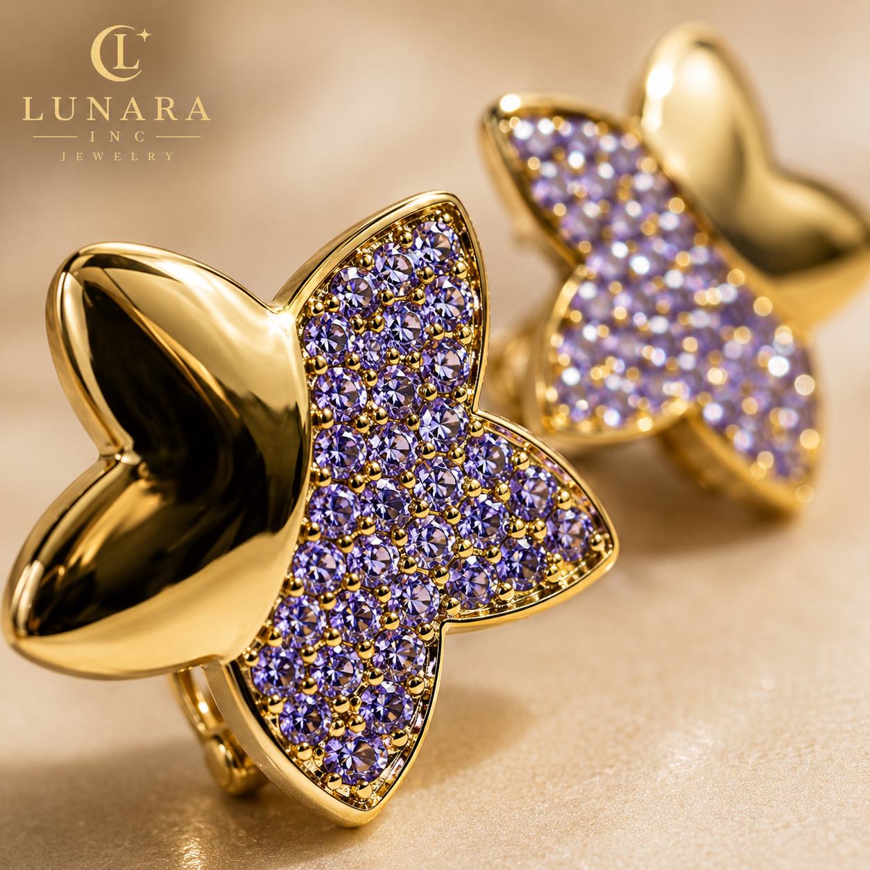 Lunara Violet Wings Earrings