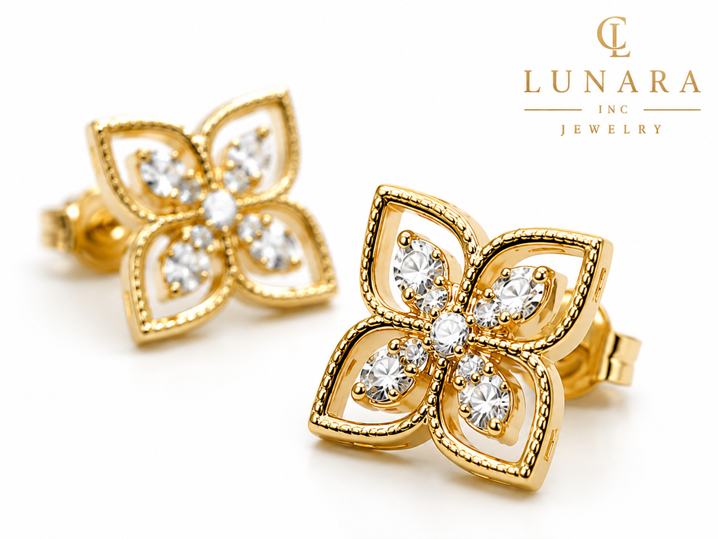 Lunara Golden Petals Earrings
