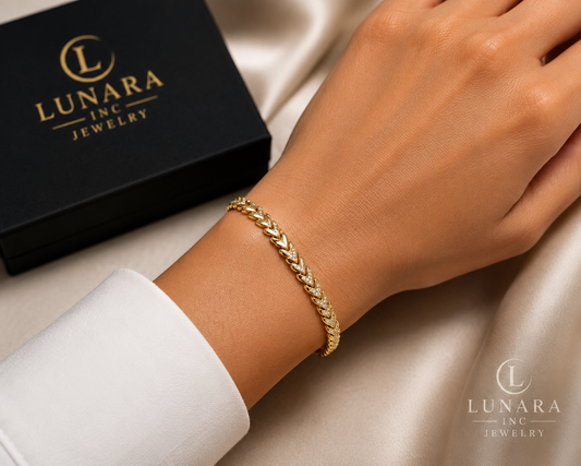 Lunara Gold Herringbone Crystal Bracelet
