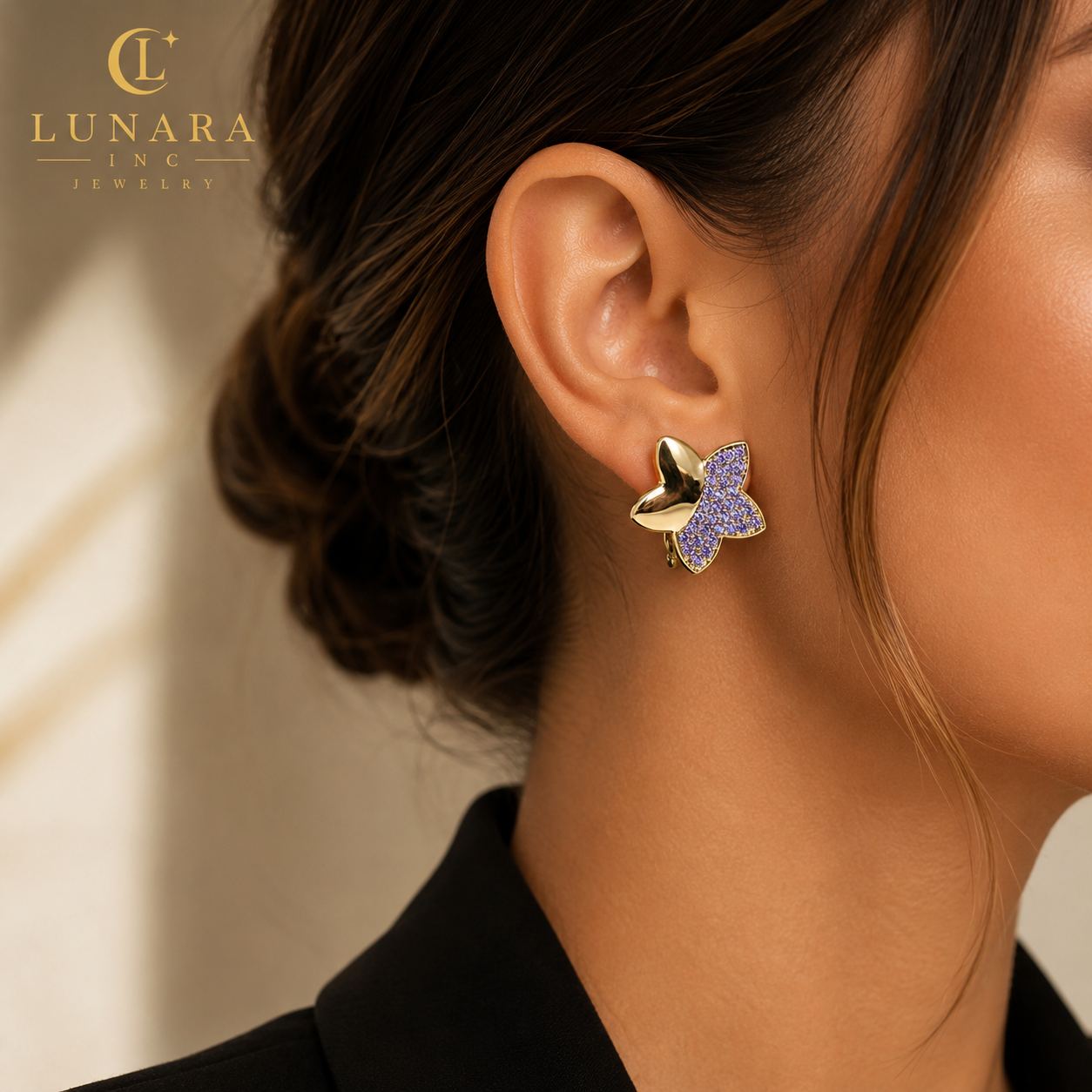 Lunara Violet Wings Earrings