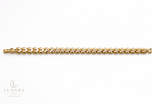 Lunara Gold Herringbone Crystal Bracelet