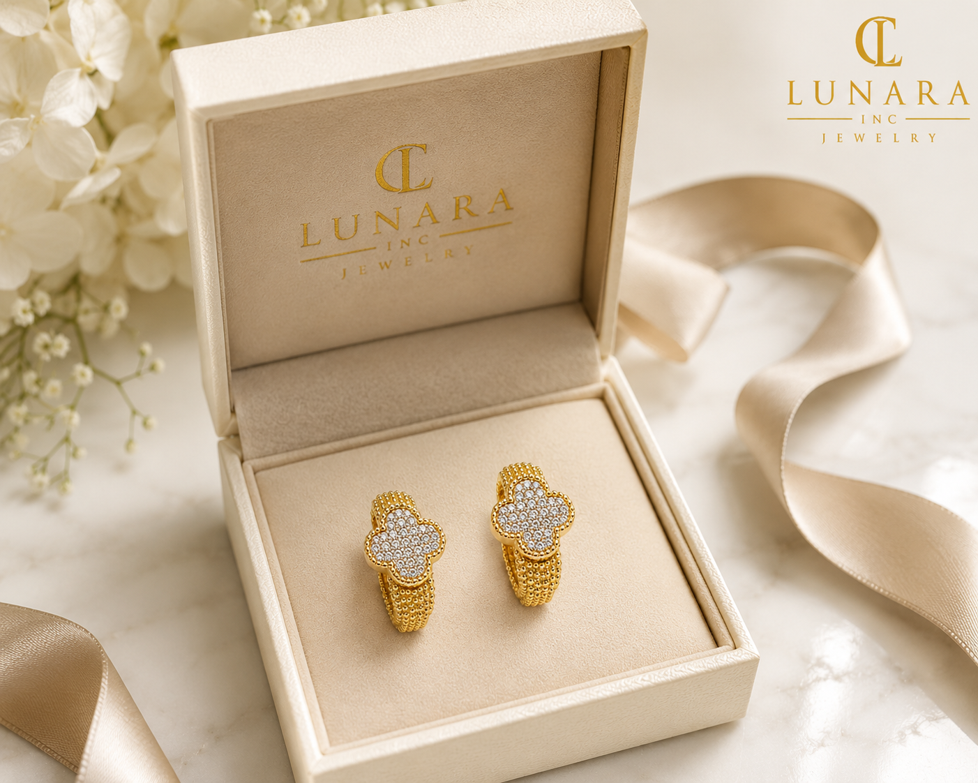 Lunara Diamond Clover Earrings