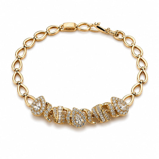 Lunara Crystal Drop Bracelet – Gold Edition