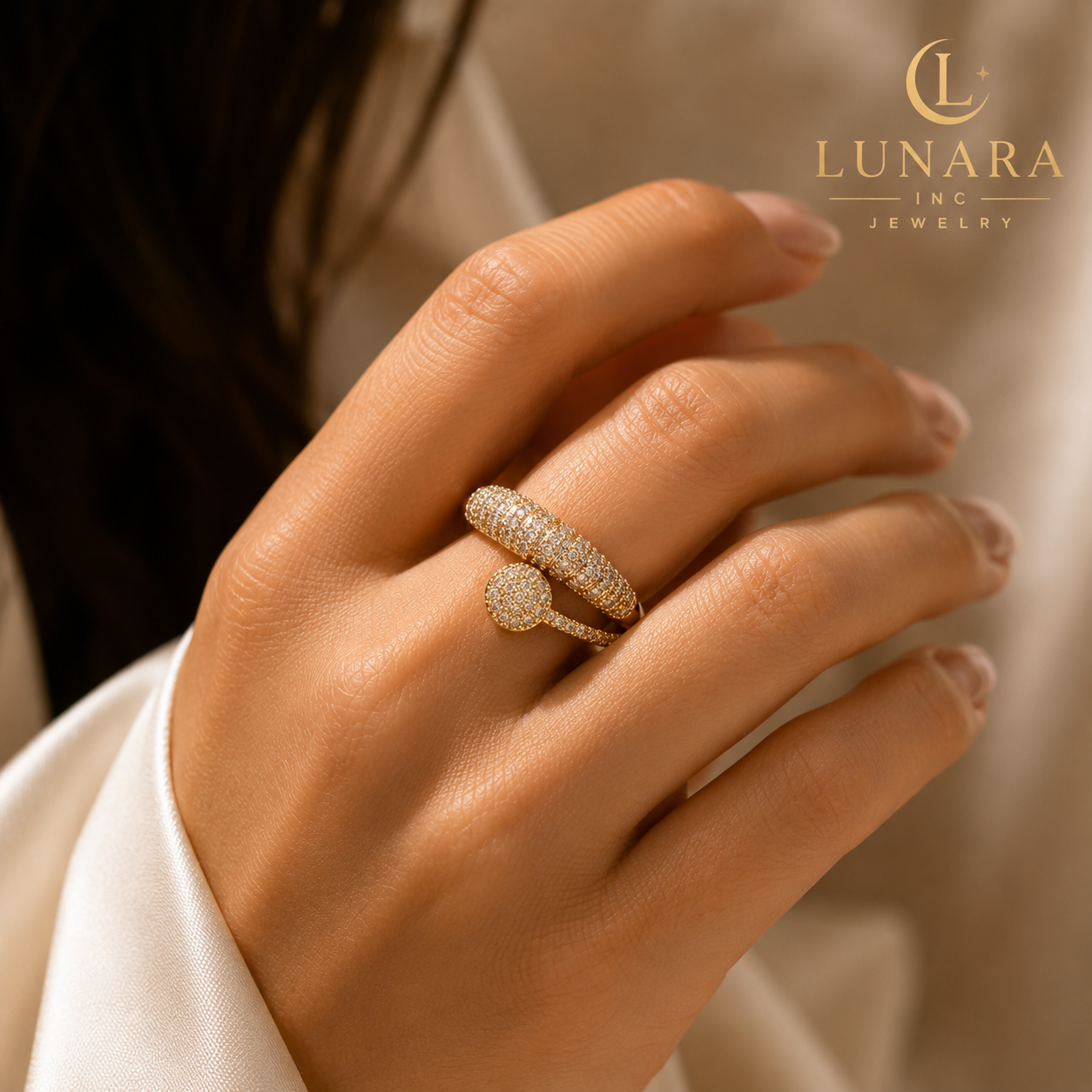 Lunara Diamond Spiral Ring
