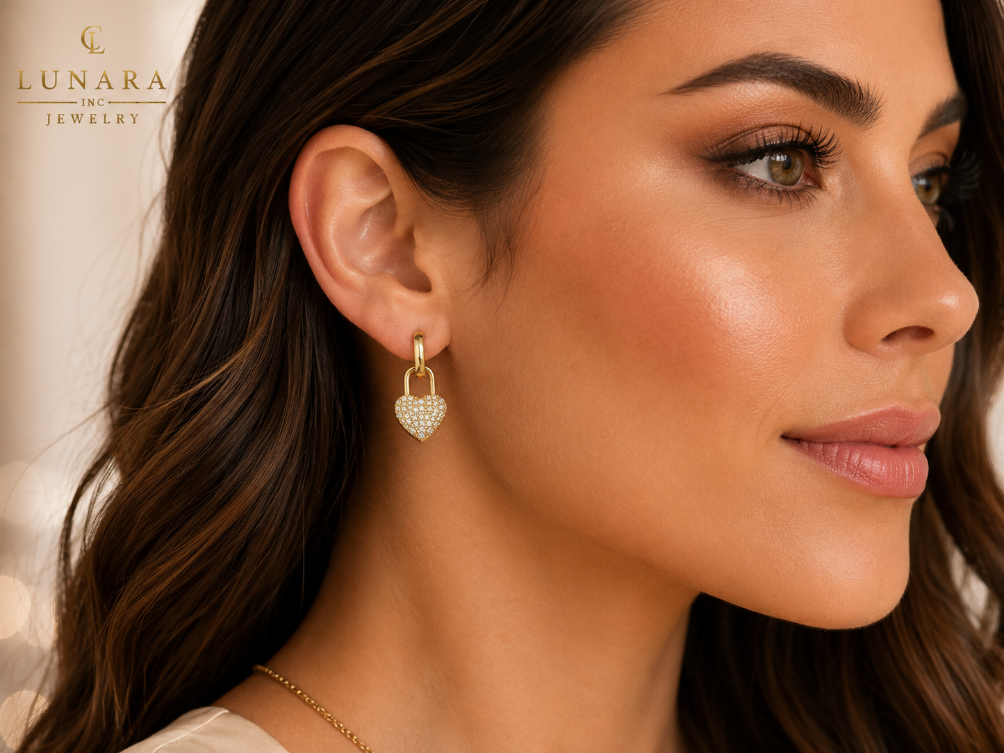 Lunara Heart Lock Earrings