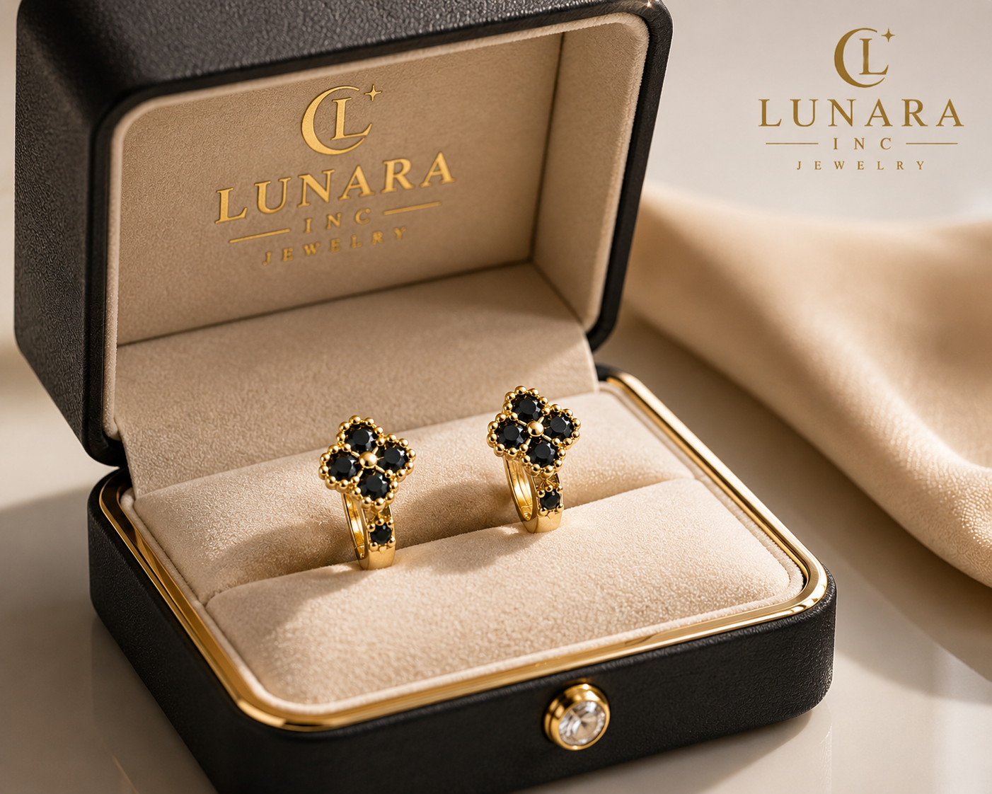 Lunara Midnight Clover Earrings
