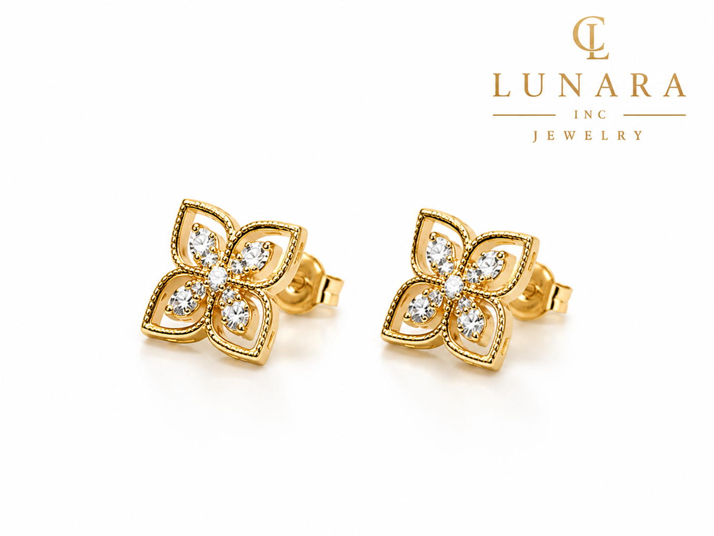 Lunara Golden Petals Earrings