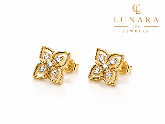 Lunara Golden Petals Earrings