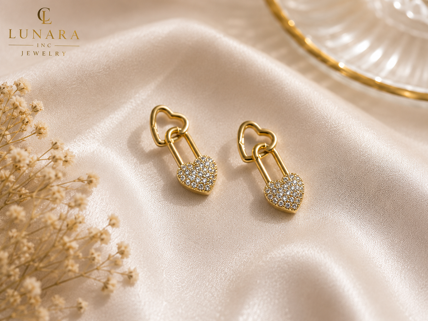 Lunara Heart Lock Earrings