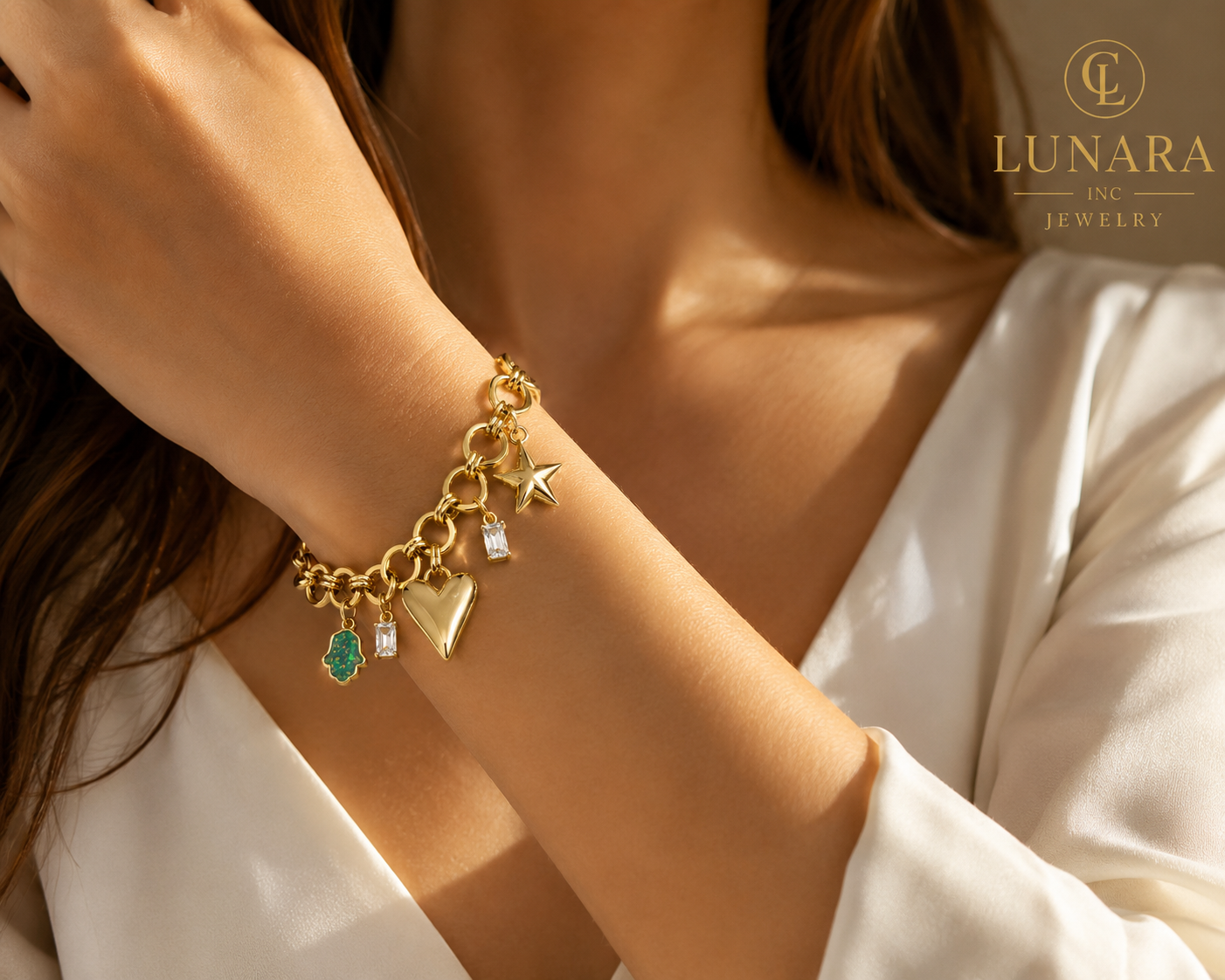 Golden Heart Charm Bracelet