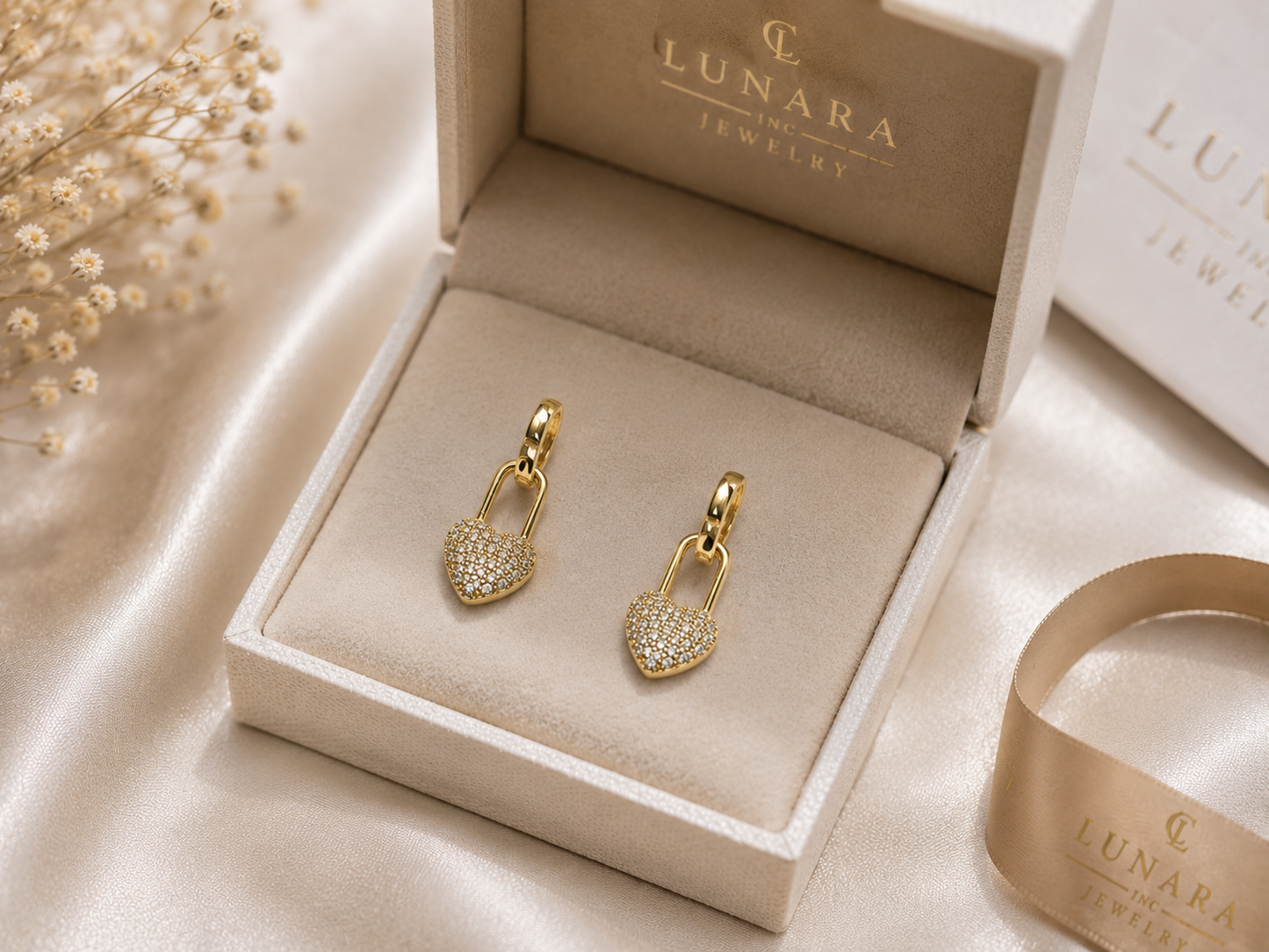 Lunara Heart Lock Earrings