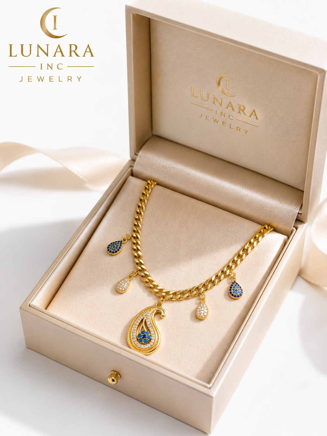 Lunara Sapphire Drop Necklace